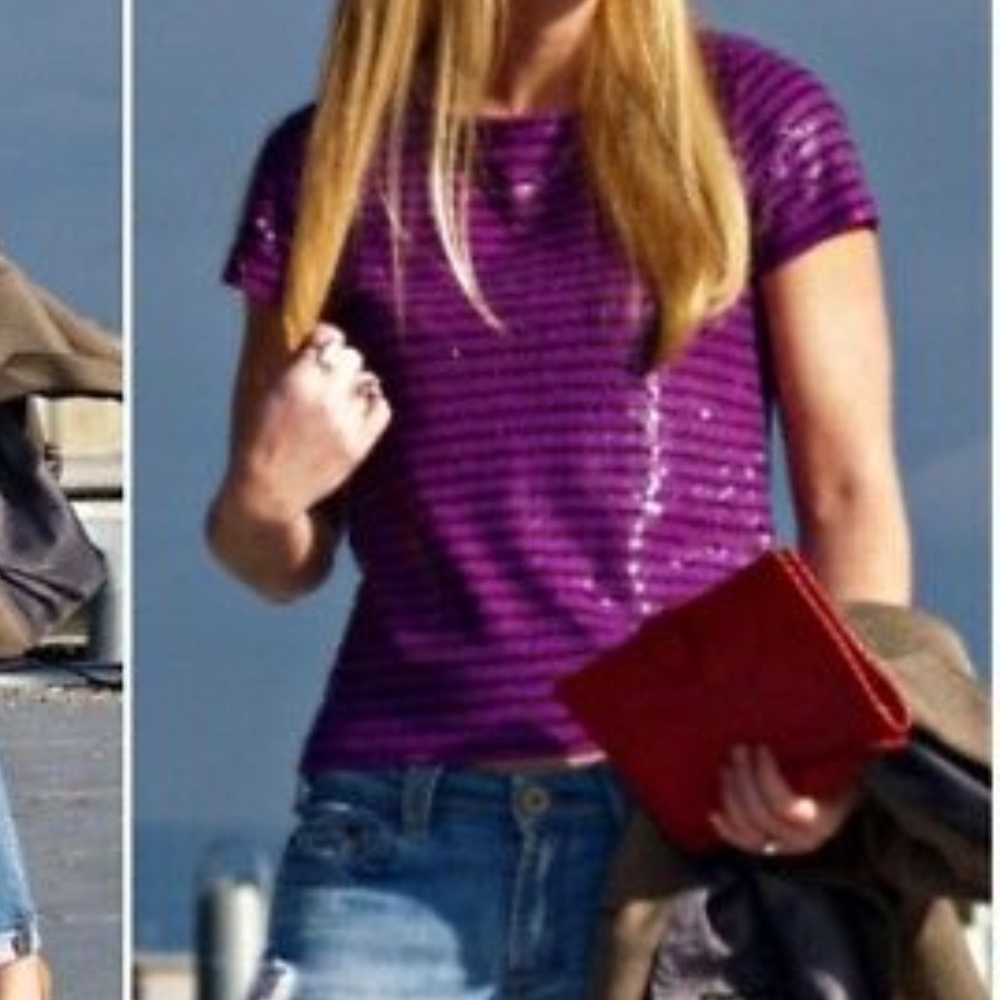 J. Crew Purple Sequin Sailor Stripe Top